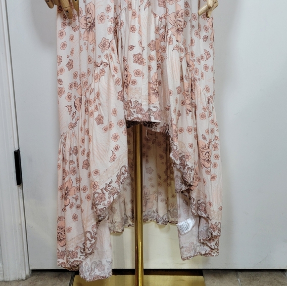 Olivaceous Pink Cottagecore Whimsical High-Low Flutter Sleeve Floral Dress Small - Picture 2 of 12